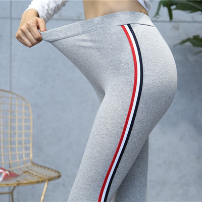 High Quality Cotton Leggings Side stripes Women Casual Legging Pant Plus Size 5XL High Waist Fitness Leggings Plump Female