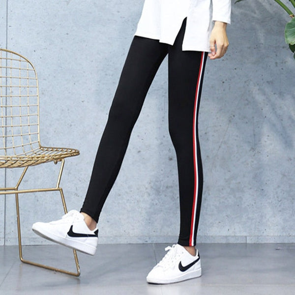 High Quality Cotton Leggings Side stripes Women Casual Legging Pant Plus Size 5XL High Waist Fitness Leggings Plump Female