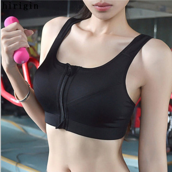 Women Zipper Push Up Sports Bra Padded Wirefree Shockproof Gym Fitness Athletic Running Yoga Vest Sport Tops Shake Underwear