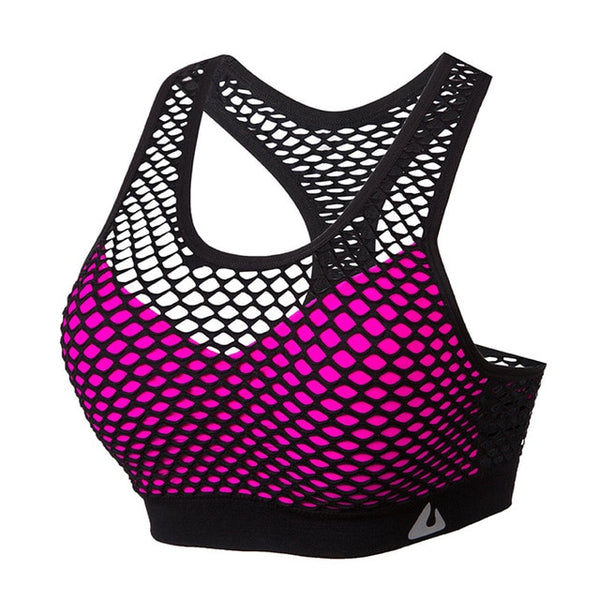 Mesh Fitness Yoga Push Up Soutien-gorge De Sport Pour Les Femmes Gym Courir Rembourré Débardeur Gilet Sous-Vêtements Antichoc Bretelles Sport Soutien-Gorge Haut