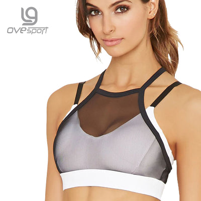 Ovesport Mesh Women Sport Bras Running Yoga Bra Padded Top Fitness Activewear For Women Workout Sports Bras Shockproof Vest