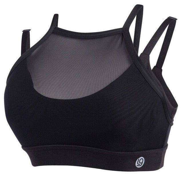 Ovesport Mesh Women Sport Bras Running Yoga Bra Padded Top Fitness Activewear For Women Workout Sports Bras Shockproof Vest
