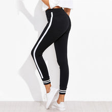 SweatyRocks Contrast Striped Fitness Leggings Women Black Casual Slim Cotton Tapered Pants 2018 Elastic Waist Workout Leggings