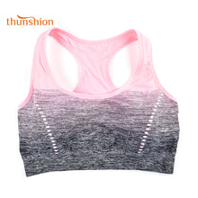 THUNSHION High Stretch Breathable Sports Bra Top Fitness Women Padded Sport Bra for Running Yoga Gym Seamless Crop Bra Gradient