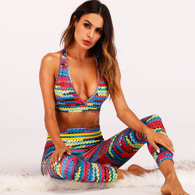 Ensemble 2 pcs Legging et Brassière Multicolore