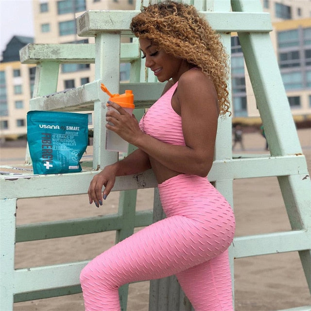 Ensemble 2 Pcs Legging et Brassière Fitness Push Up