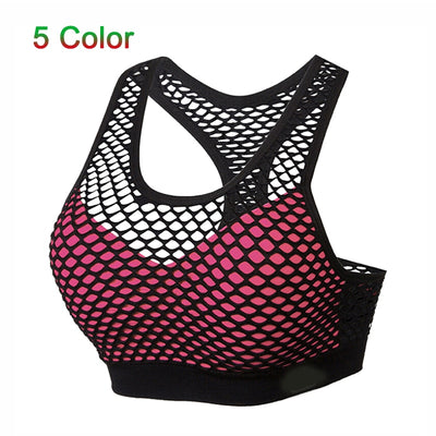 Respirant Mesh Soutien-Gorge Sport Soutien-Gorge Haut Femmes Creux De La Croix Antichoc Push Up Yoga Bras Pour La Remise En Forme Running Gym Vest Top 2018 Plus récent