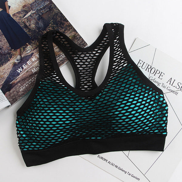 Respirant Mesh Soutien-Gorge Sport Soutien-Gorge Haut Femmes Creux De La Croix Antichoc Push Up Yoga Bras Pour La Remise En Forme Running Gym Vest Top 2018 Plus récent