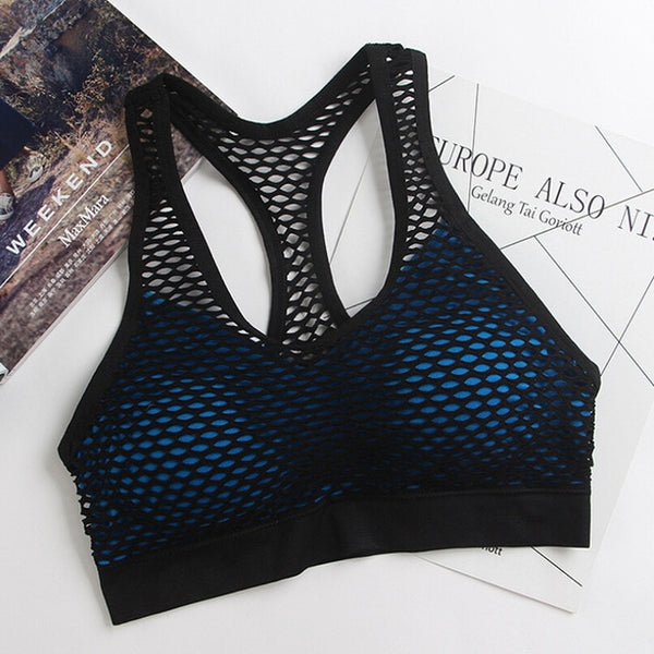 Respirant Mesh Soutien-Gorge Sport Soutien-Gorge Haut Femmes Creux De La Croix Antichoc Push Up Yoga Bras Pour La Remise En Forme Running Gym Vest Top 2018 Plus récent
