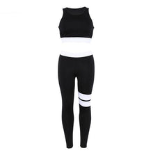 Ensemble 2 Pcs Brassière et Legging à Bandes Blanches