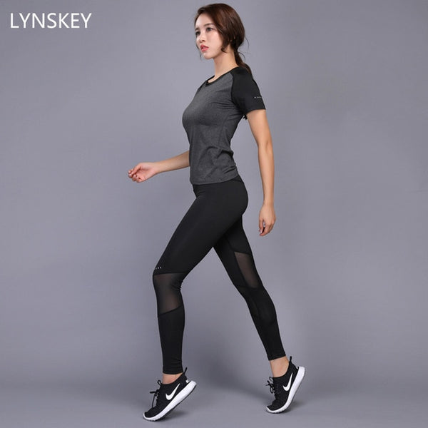 Ensemble 2 Pcs Legging et T-shirt Yoga Moulant
