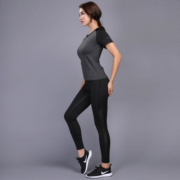 Ensemble 2 Pcs Legging et T-shirt Yoga Moulant