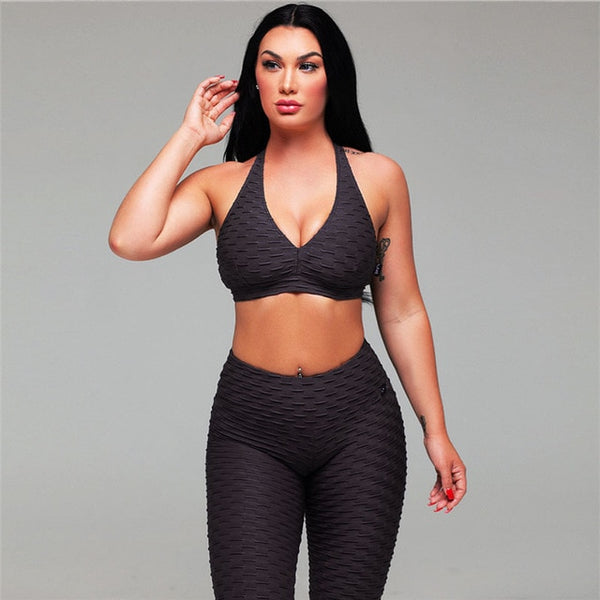 Ensemble 2 Pcs Legging et Brassière Fitness Push Up