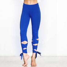 Pantalon de yoga pour femmes de la mode ballerine bandage Jambières raccourcies Danse sportive Legging serré Fitness Cross Pants Pantalon de running