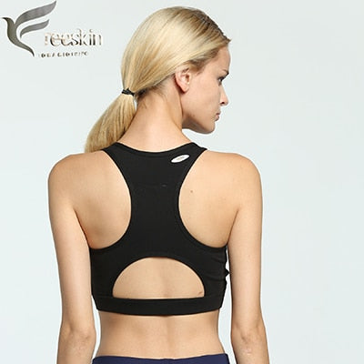 Freeskin Yoga Bra Back Pocket Top Padded Running Sports Bra Hollow Out Sport Top Fitness Women Gym Underwear Fitness Workout Bra